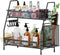VITVITI 2-Tier Bathroom Organizer Countertop, Small Black Metal Wire Mesh Storage with Basket Hooks and Vanity Tray