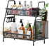 VITVITI 2-Tier Bathroom Organizer Countertop, Small Black Metal Wire Mesh Storage with Basket Hooks and Vanity Tray