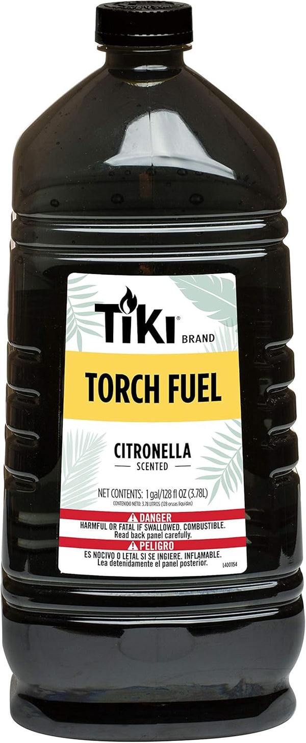 TIKI Citronella Torch Fuel, 1 Gallon (128 oz.), Long-Lasting for Outdoor Torches & Table Torches