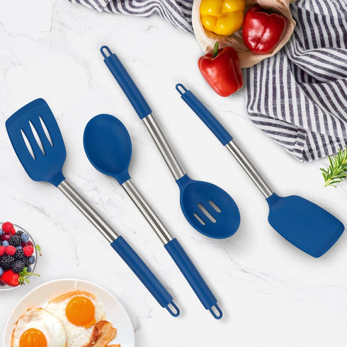 Kitchen Utensils Set of 4 Pack, Silicone Cooking Utensils for Nonstick Cookware, Perfect for Baking, Mixing, BPA Free