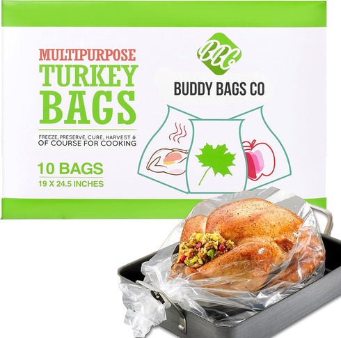 Turkey Oven Bags for Roasting – 10-Pack Heavy-Duty, Oven-Safe Cooking Bags, Made in USA