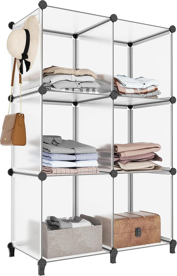 HOMIDEC 6-Cube Storage Organizer, Closet Shelf Bookcase with Metal Hammer for Kids and Bedroom