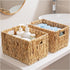 ELONG HOME 2 Pack Water Hyacinth Wicker Baskets, Rectangular 12" Woven Storage Baskets with Handles for Shelves