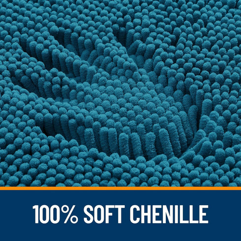 OLANLY 24x16 Bathroom Rugs, Extra Soft Chenille Bath Mats, Non-Slip, Quick Dry, Machine Washable, Peacock Blue
