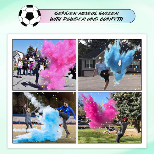 LIONTELO Supplies6 inch Gender Reveal Soccer Ball with Powder and Confetti Exploding Soccer Balls Kit Gender Reveal