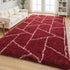 5x7 Area Rugs for Living Room Bedroom, Washable Non-Slip Feet Red White Throw Rug, Soft Plush Shaggy Fluffy Geometric