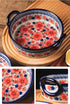 Vintage Style Cherry Blossom Pottery Bakeware, Ceramic Casserole Dish, 32 oz Baking Pan with Handles