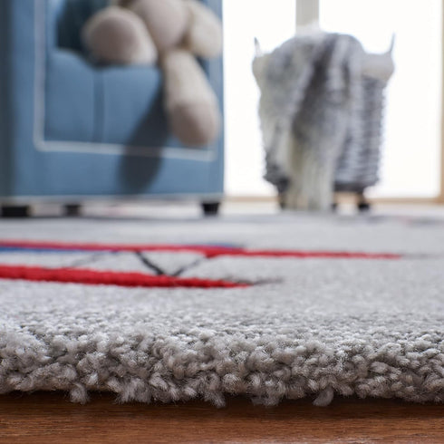 2'3" 4', (CRK137F) SAFAVIEH Carousel Kids Collection Accent Rug - x Light Grey & Red, Non-Shedding & Easy Care, Ideal