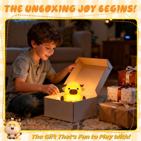 Dimmable YuanDian Highland Cow Night Light, Squishy Silicone Lamp.Rechargeable, with Timer, Touch Control Bedside