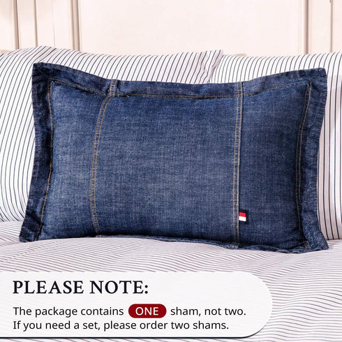 Elegant Life Home 100% Cotton Washed Pillow Case, Soft Denim Standard Pillow Sham, 20'' x 26'', Dark Blue