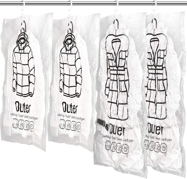 meetall 4Pack Hanging Vacuum Storage Bag Reusable Space Saver Compressed Bag with Hangers.2pcs