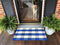 Ukeler Layered Door Mats, Washable Blue and White Buffalo Check Kitchen Rugs, 51.2''×23.6''
