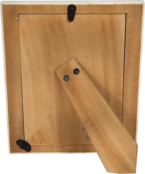 Creative Co-Op White Resin Photo Frame with Beige Accents - Holds 5" x 7" Photo