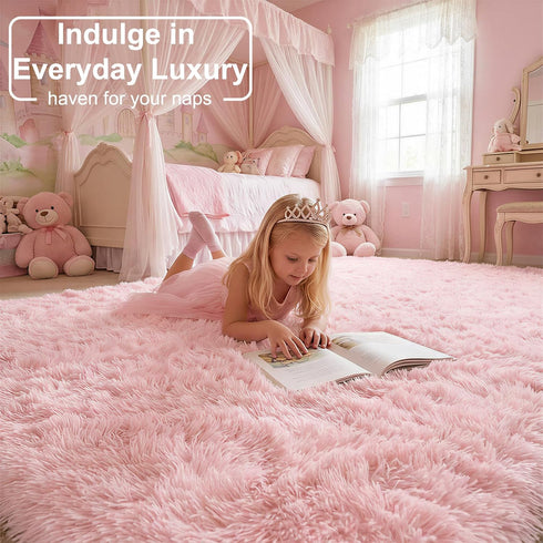 4x6 Pink Area Rugs for Bedroom Girls, Living Room Decor, Fluffy Fuzzy Shag Rug for Kids Room, Soft Cute Indoor Floor