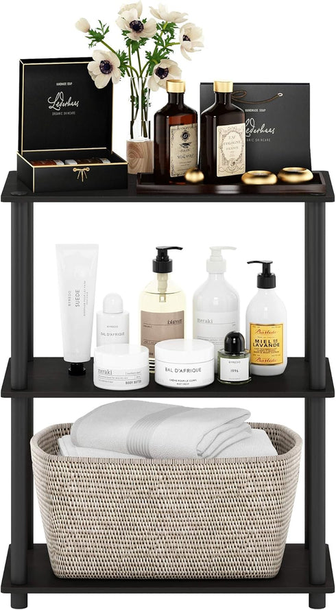 3-Tier Furinno TURN-N-TUBE Storage Shelves, Book Shelf, Corner Shelf, Toolless Open Shelves, for Organization