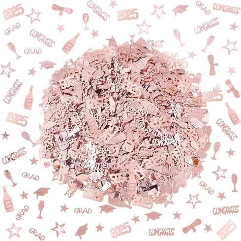 Konsait 2025 Rose Gold Graduation Confetti, 2 Oz/1700+ Pieces for Birthday & Graduation Party Decor