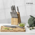 12-Piece Set, Set, CAROTE Knife All-Stainless Steel Knife Block Kitchen Knives with Wooden Block, Razor-Sharp