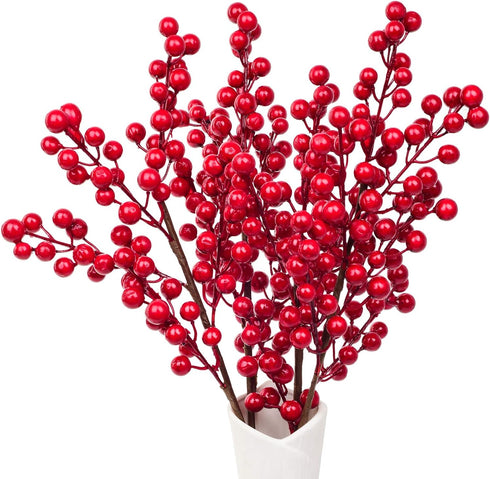 4 Pack 17 Inch Lvydec Artificial Red Berry Stems - Christmas Holly Berry Branches for Holiday Home Decor and Crafts