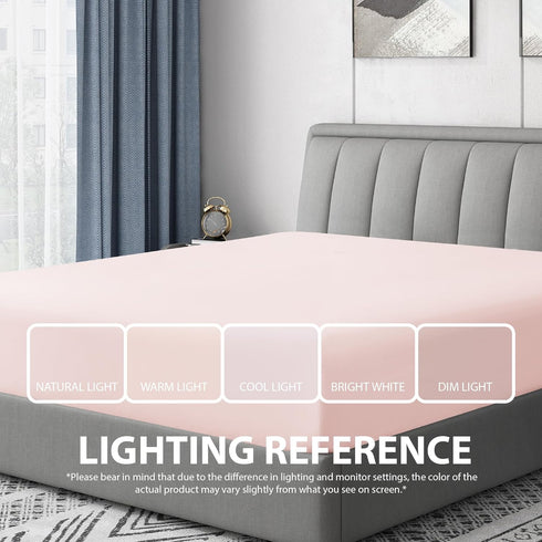 Cathay Home Luxury Wrinkle and Fade Resistant Fitted Sheet - Double Brushed Ultra Soft Microfiber, Blush, Twin