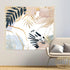 KOMLLEX Boho Abstract Tapestry 59Wx51H Mid Century Geometric Modern Minimalist Wall Hanging Pink Blue Gold Leaves Aesthetic Watercolor Neutral Home Decor Art for Living Room Bedroom Dorm