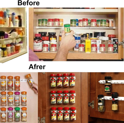 4 Pack 20-Clips Spice Gripper Clip - Wall Mounted Kitchen Spice Jar Rack Organizer with Adhesive Tape
