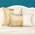 Alerfa 12 x 20 Inch Khaki White Geometric Striped Gold Leather Patchwork Velvet Cushion Case for Couch Sofa