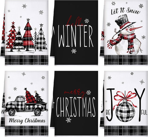 Bencailor 6 Pcs Christmas Kitchen Towels Absorbent Soft Microfiber Farmhouse Dish Towels