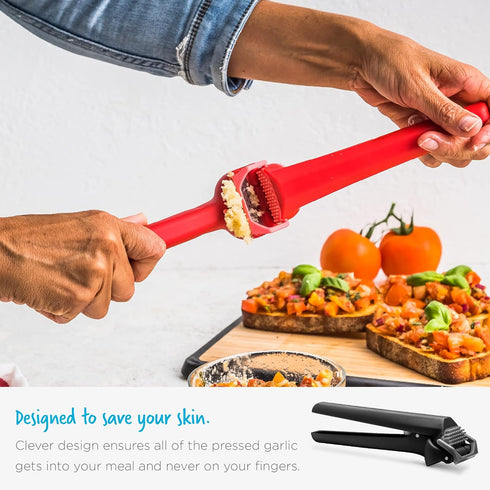 Dreamfarm Garject Lite 2-In-1 Garlic Peeler, Garlic Press & Mincer, Nylon - Red