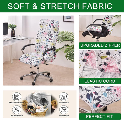 CRFATOP Stretch Computer Office Chair Cover with Durable Zipper Universal Rotating Chair Desk Chair Cover Simplism Style High Back Chair Slipcover for Desk Computer Chair,L,A29 by CRFATOP