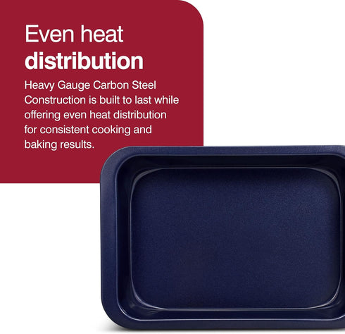 Zyliss E980190 Non-Stick Oven Tray, 30cm x 20cm, Dark Blue Carbon Steel Baking Tin, Dishwasher Safe, 5 Year Guarantee