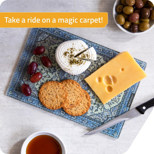 Peleg Design Rugboard Mini Tempered Glass Cutting Board, Multi-Purpose Decorative Glass Chopping Board, 7.4 x 11 inches