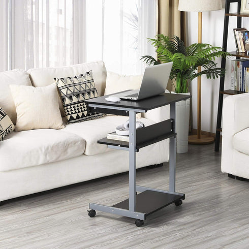 Topeakmart Mobile Compact Computer Desk Cart for Small Spaces, Work Workstation, Writing Desk Table with Drawers