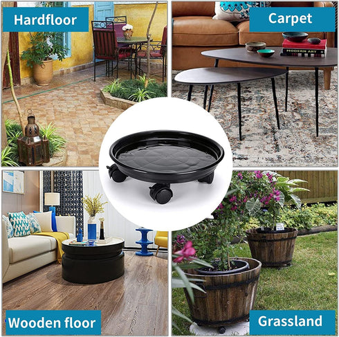 HGLCM 2Pcs (13 inch+2pcs+black) Plant Caddy,Planter Pot Mover, Plant Pot Pallet Dolly Caster with Universal Wheels