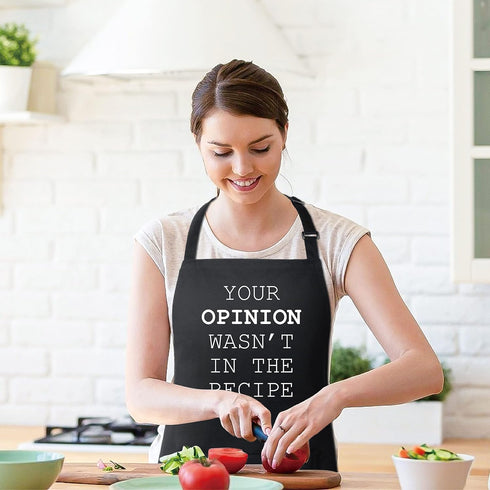 Funny 100% Cotton Apron with 2 Pockets, Adjustable Bib Black Apron for Men Women BBQ Cooking Gifts