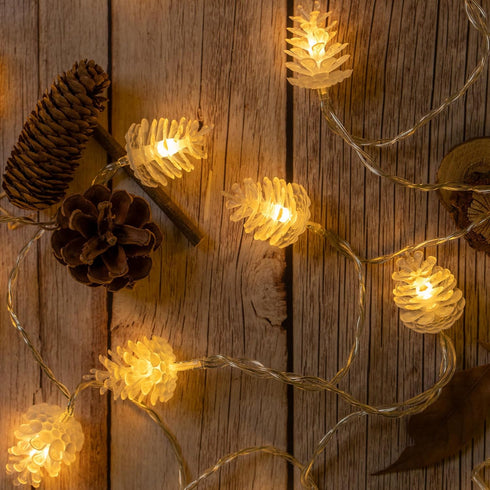 SWEET SHINE 50 Pinecone String Lights, 25ft USB Powered Decorative LED Novelty String Lights