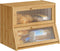 BMOSU Large Bread Box Double Layer Bamboo Bread Box for Kitchen Counter