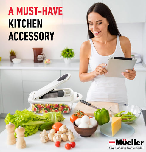 Mueller Pro-Series 10-in-1 Vegetable Chopper, 8 Blade Cutter, Dicer, Egg Slicer, Home Kitchen Gadgets