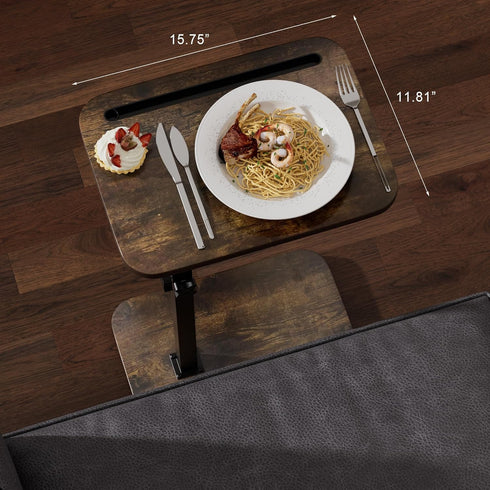 promitop 360 TV Tray Side Table for Couch - Swivel Adjustable Height Rotating Sofa Table C Table End Table Laptop Desk