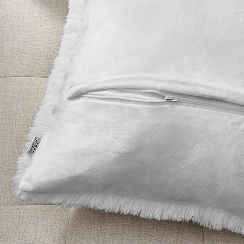 NordECO HOME Luxury Soft Faux Fur Fleece Cushion Cover - 12" x 20" Inch, White, 2 Pack (No Pillow Insert)