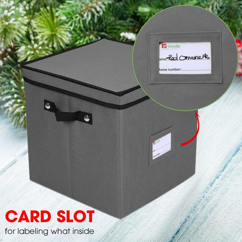 Primode Holiday Ornament Storage Chest, Holds Up to 64 Ornaments with 4 Trays and Dividers - Gray.