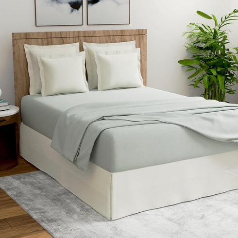 TODAY'S HOME Classic Tailored Microfiber Bed Skirt Dust Ruffle - 14" Drop Length, Twin, Ivory