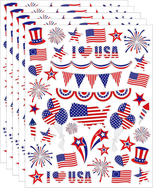 July 4th Static Cling Window Decorations, Patriotic American Flag, 200-Count by Iconikal by Iconikal