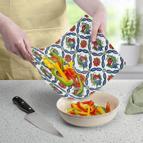 Cut N' Funnel Strawberry Garden Designer Flexible Cutting Board Mat, 15"x11.5", Made in the USA