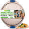 NutriChef 13-Inch Non-Stick Pizza Tray with Silicone Handle, Round Steel Pan with Perforated Holes, Champagne Gold