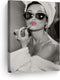 Audrey Hepburn Wall Art Makeup Pink Lipstick Canvas Print, Iconic Pop Art Home Decor, 12x8