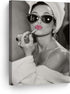 Audrey Hepburn Wall Art Makeup Pink Lipstick Canvas Print, Iconic Pop Art Home Decor, 12x8