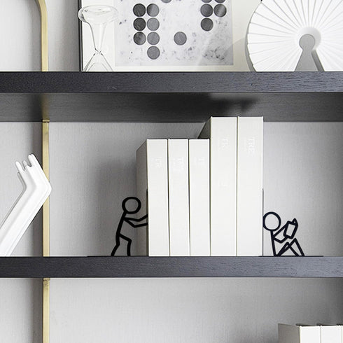Natrlart Bookends Decorative Metal Unique Office Desk Bookends Cute Book Ends Reading Decor Bookshelf Decor for Office