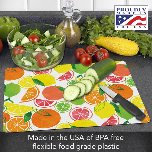 Cut N' Funnel Fruity Summer Designer Flexible Plastic Cutting Board Mat 15" x 11.5", Made in the USA, Decorative, Flexible, Easy to Clean by Cut N' Funnel
