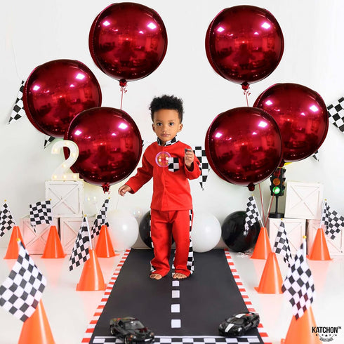 KatchOn Huge Metallic Red Balloons - 22 Inch, Pack of 6 Round 4D Mylar Balloons for Birthday, Anniversary Decorations