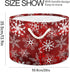 Christmas Large Storage Basket with Red Pattern and Snowflakes for Toys, Clothes, Laundry Hamper Organizer Bag with